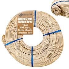 2 mm Round Rattan Reed - 1 Pound Coil - Basket Weaving, Wicker Furniture Maki...
