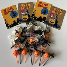 52pc Halloween Cake Toppers Plastic Rings Bat Witch Skull Spider