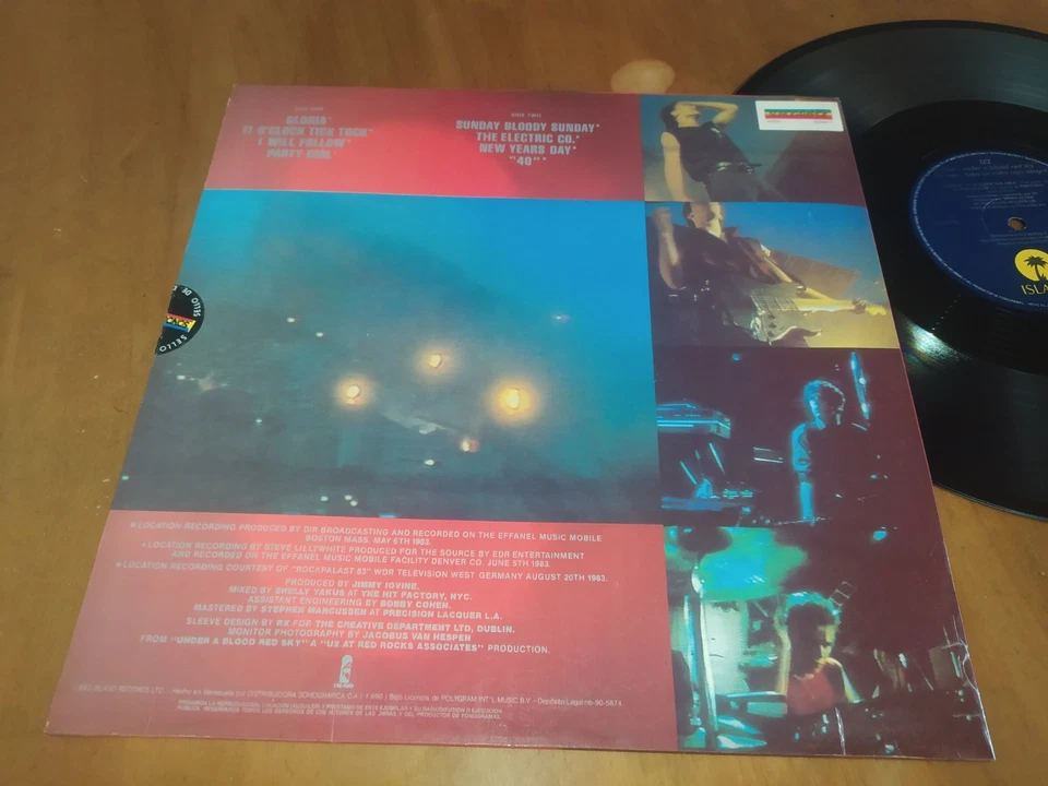 U2 Live Under A Blood Red Sky ULTRA RARE  PROMO STICKER vinyl Lp Venezuela 1990 - Image 4 of 4