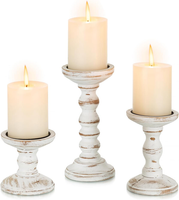 3Er Set KerzenstäNder Holz, Kerzenhalter FüR Stumpenkerzen