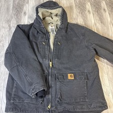 Carhartt C95 Men's XL Black Sherpa Lined Hooded Work Jacket Coat