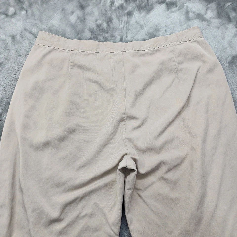 Шерстяные брюки женские 18 желтовато-коричневые хаки тенсель хлопковая смесь высокая посадка широкие ноги офис - Изображение 4 из 4