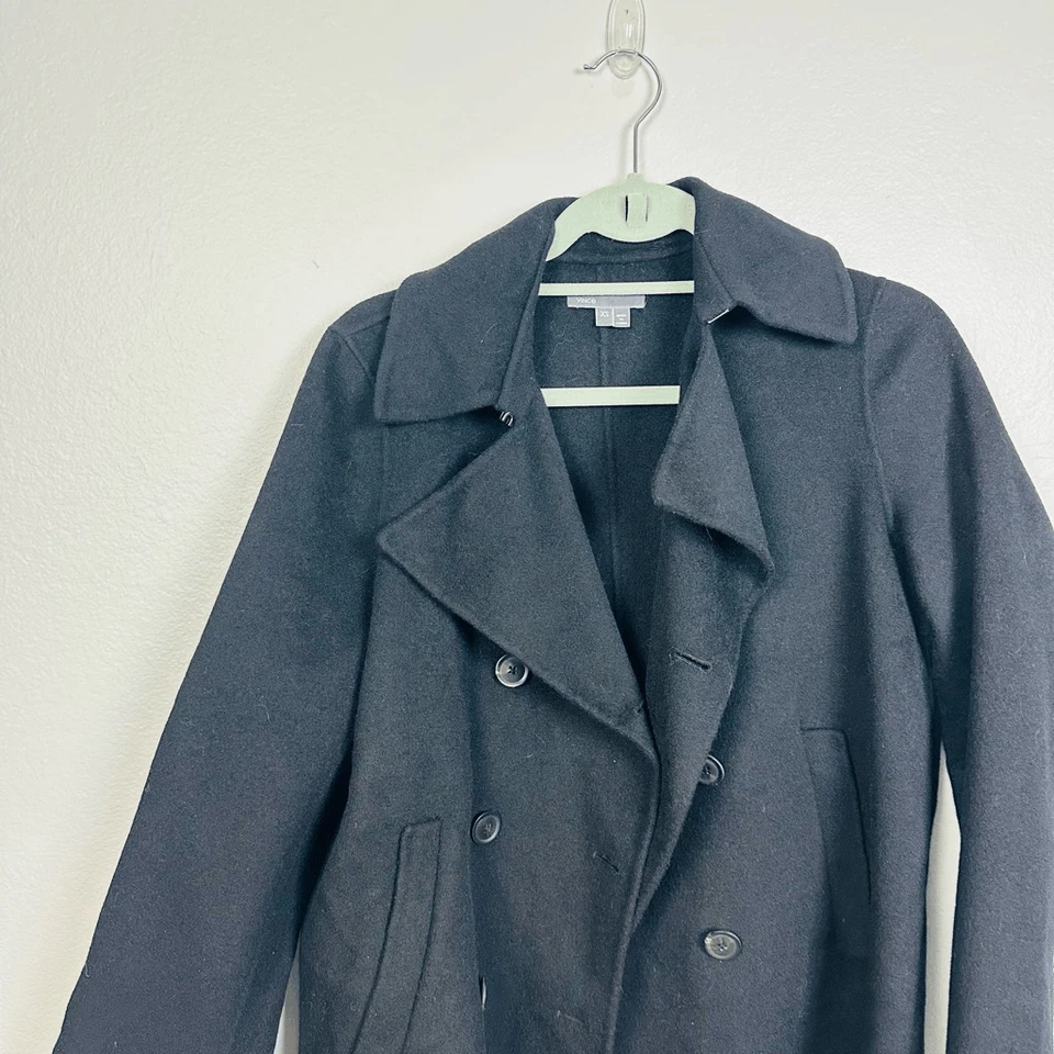 VINCE CHARCOAL GRAY WOOL BLEND DOUBLE BREASTED JACKET COAT SIZE XS - Image 4 of 4