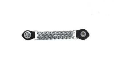 4-Pack Chrome and Leather Star-Vest Extenders-Snap On Button