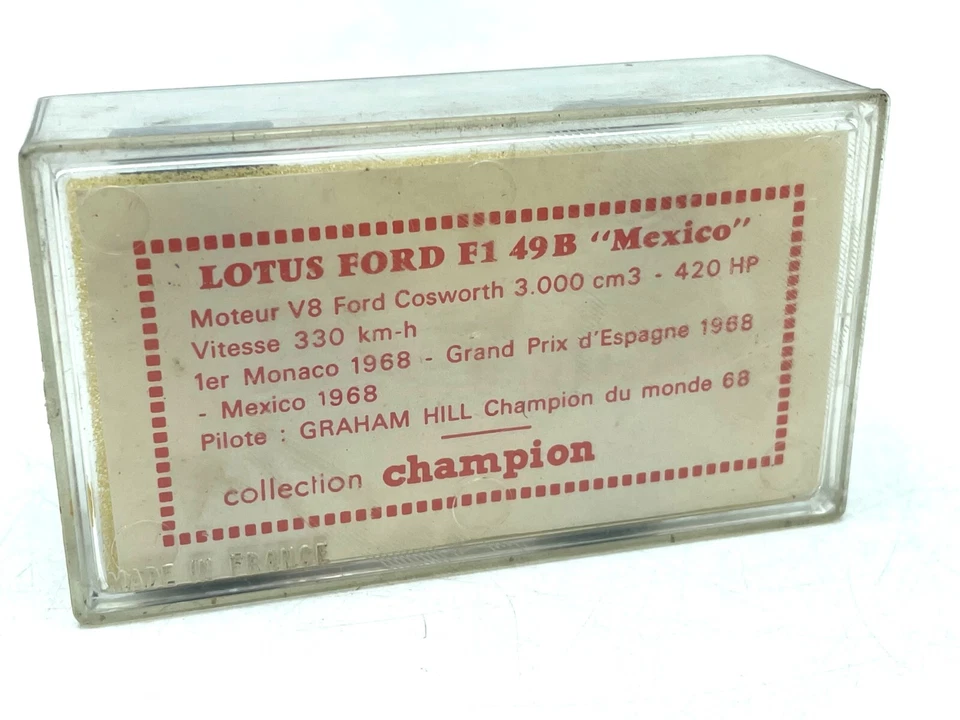 Vintage 1:60 Collection Champion Lotus Ford F1 49 B Mexico NEW OLD STOCK#AF - Immagine 3 di 4