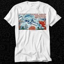 1965 French Polynesia Spearfishing Postage Stamp T Shirt 526