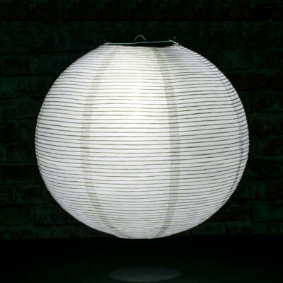 Quasimoon 14'' White Fine Line Premium Even Ribbing Paper Lantern, Extra Sturd...