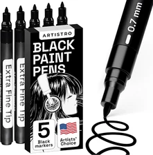 ARTISTRO Black Paint Pens for Rock Painting, Stone, Ceramic, Glass, Wood, Tire,