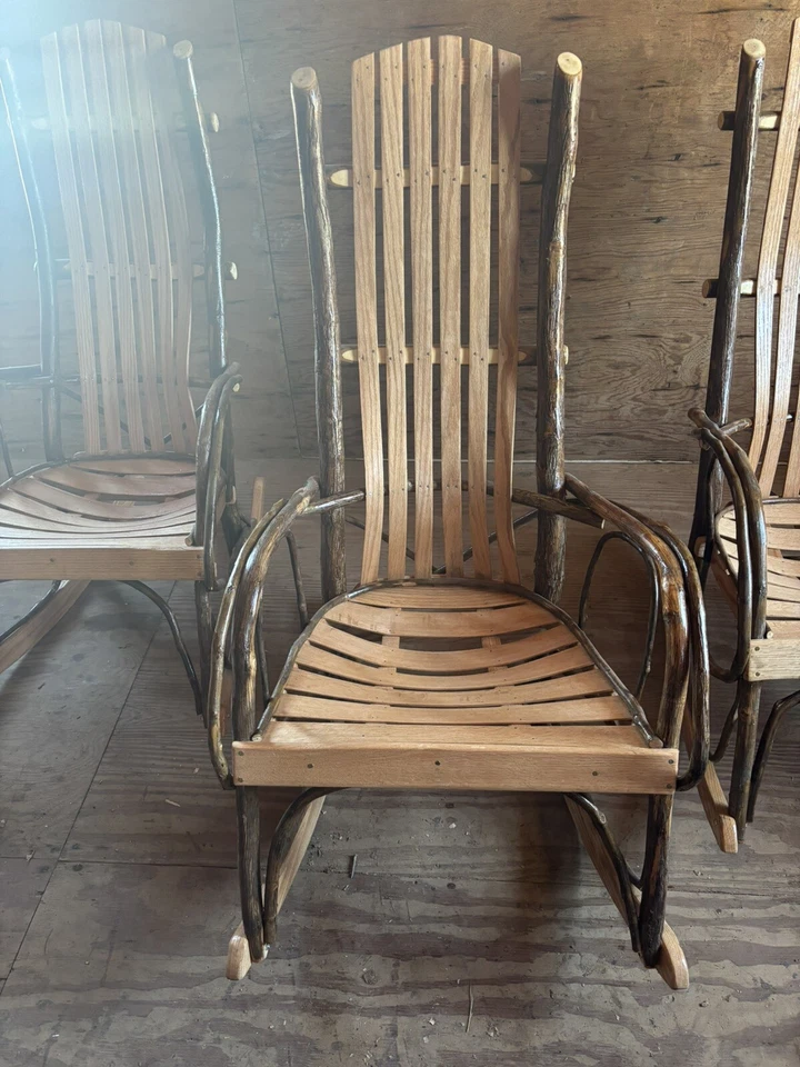 Traditional Amish Hickory Cabin Rocking Chair Rustic Country Handcrafted - Image 4 of 4