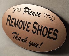Remove Shoes Door Sign similar to no soliciting signs - Engraved -Select Color
