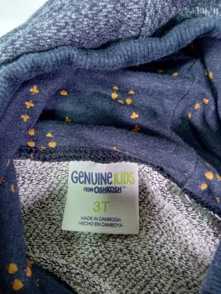 Genuino Niños Oshkosh Bebé Sudadera con Capucha Manga Larga Canguro Bolsillo Pullover Talla 3T Foto 3 de 4