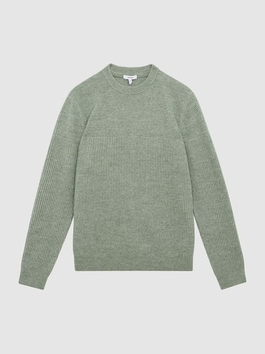 REISS Marcus Rundhals gerippter Pullover Oberteil in Salbei Größe XXL - Bild 6 von 6