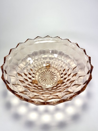 PINK DEPRESSION GLASS Indiana American Whitehall Cubist Footed Bowl ~ Vintage - Picture 3 of 7