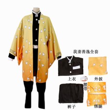 Demon Slayer Agatsuma Zenitsu Anime Cosplay Uniform Suit Halloween Holiday Gift