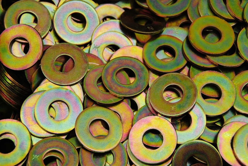 LEXAR INDUSTRIAL (200) Hardened 1/2 USS Flat Washers - Grade 8 - Yellow Zinc Plated - Thru-Hard