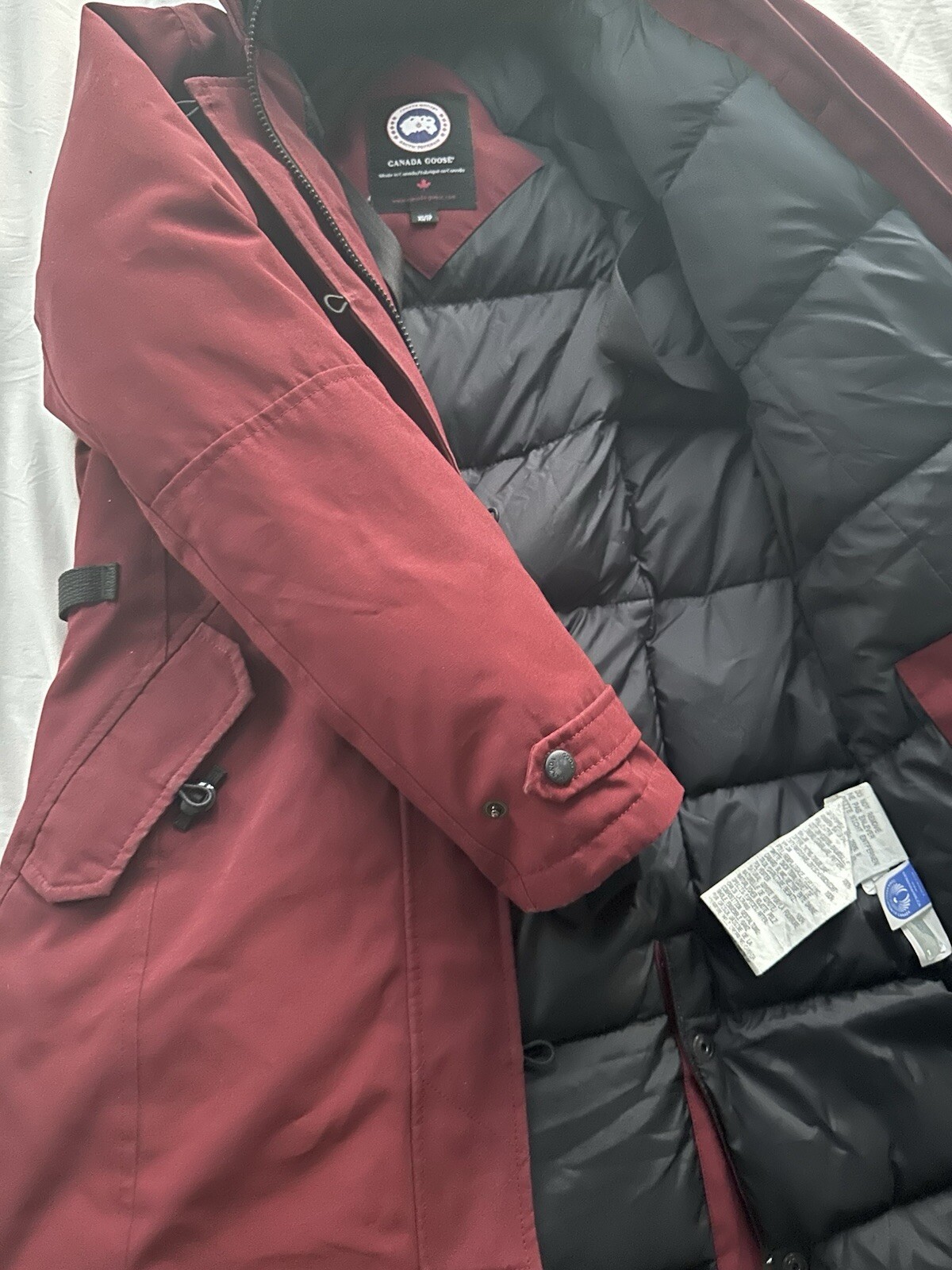 Canada Goose kensington Parka Women Extra small XS Fur Trim Red 2506L Authentic thumbnail 8