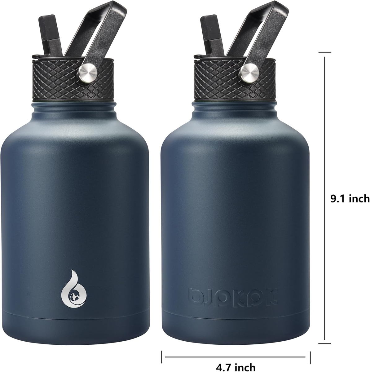 BJPKPK 40oz Insulated Stainless Steel Water Bottle - Comes With 3 Lids (Straw, Sip, Chug), Leakproof