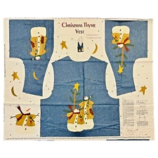 Christmas Thyme Vest Cut n Sew Fabric Panel Snowman Vintage 1997 Country NOS