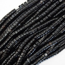 Black Onyx Heishi Disc Beads Gemstone 15.5" Strand 4mm 6mm