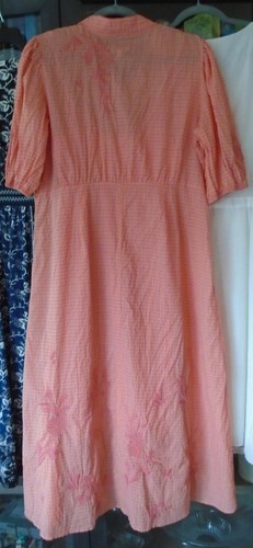 Johnny Was Workshop M $295 Orla Puff Sleeve Shirt Dress Peach and Pink Cotton - Picture 4 of 11