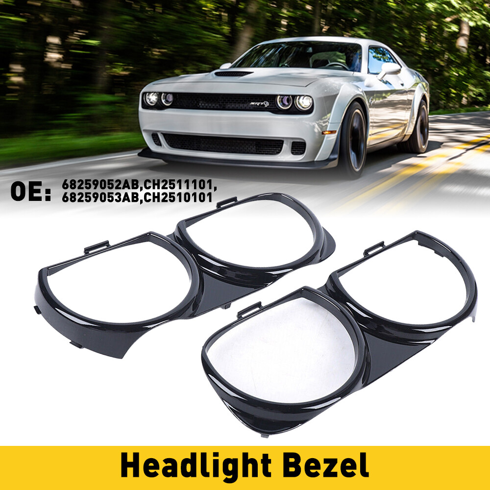 Pair Front Headlight Trim Cover Bezels kit For Dodge Challenger