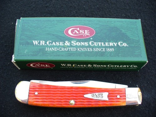 Vintage Case XX USA 6254 SS Nice Tangerine Bone Trapper 1st Run Knife '07 NM/Box - Picture 7 of 8