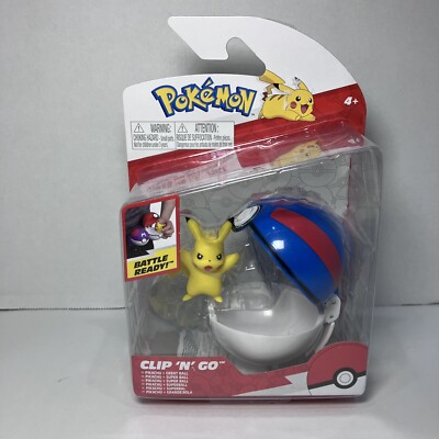 Pokemon Clip 'N' Go Pikachu + Great Ball Action Figure Toy  Jazwares  NEW