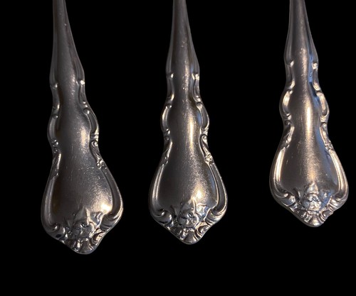 Vintage Walco Flatware Stainless Steel Sooons Set Of 3 Floral 6.25” - Picture 3 of 8