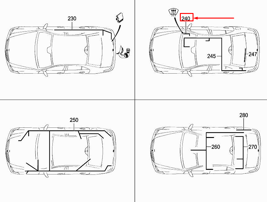 MERCEDES-BENZ S W222 Heated Windshield Wiring Harness A2225406127
