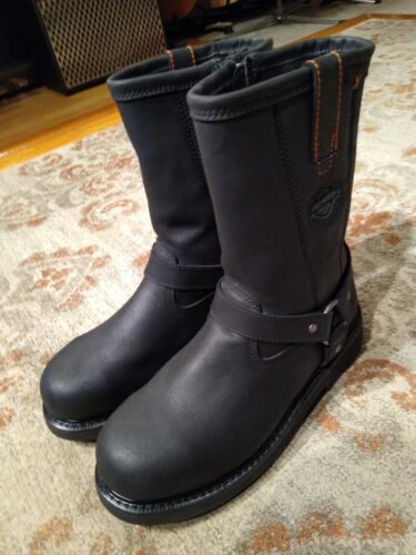 HARLEY DAVIDSON WOLVERINE BLACK LEATHER STEEL TOE MOTORCYCLE BOOTS 95328 MENS 11