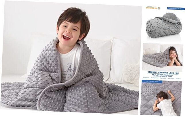 Kids Weighted Blanket Twin Size 41x60 Inches 7lb Gray Soft Breathable Comfort  -image