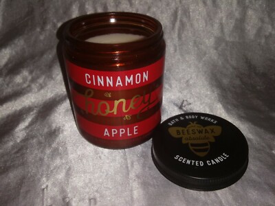RARE BATH &  BODY WORKS FALL AUTUMN CINNAMON HONEY APPLE JAR BEESWAX CANDLE