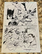 2006 JLA #26 Batman Superman Tom Nguyen Plunkett Signed Original FULL Page #6
