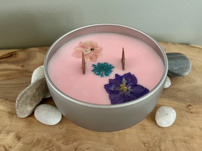 100% Natural Soy Wax, Wood Wick, Petal Explosion, Floral Candle