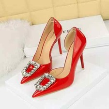 Decolte Scarpe Donna 11 cm Rosso Vernice Lucido Eleganti Pelle Sintetica 82761