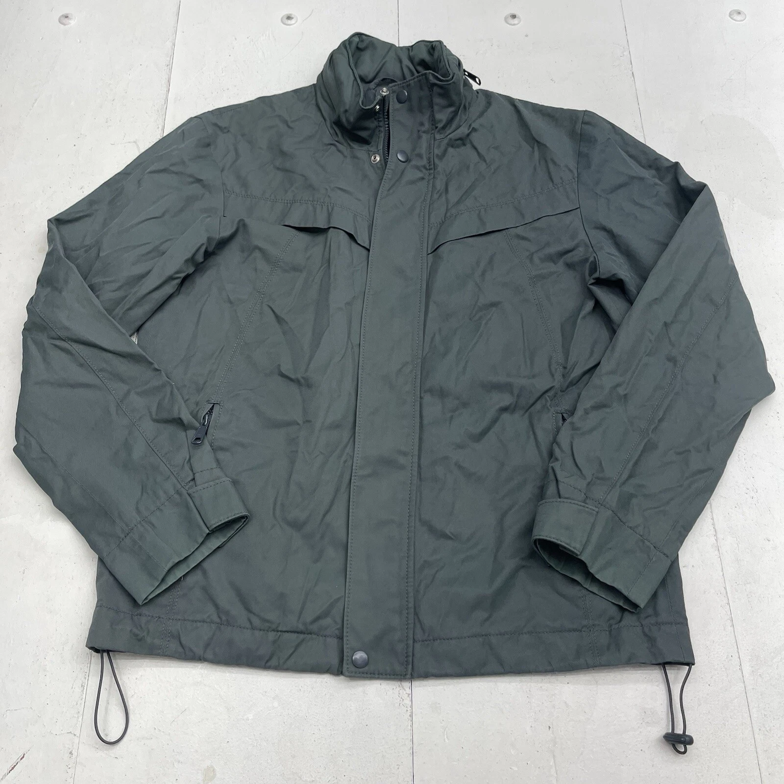 Express Green Nylon Blend Packable Hood Full Zip Up Jacket Mens Size Small