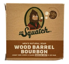 Dr. Squatch Men's Natural Soap Bar Wood Barrel Bourbon Medium Grit 5 oz NIB