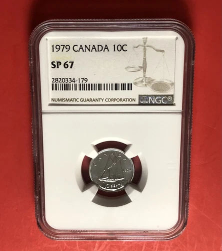 1979-CANADA-10 CENT COIN,GRADED BY NGC SP67 RD …….DEAL