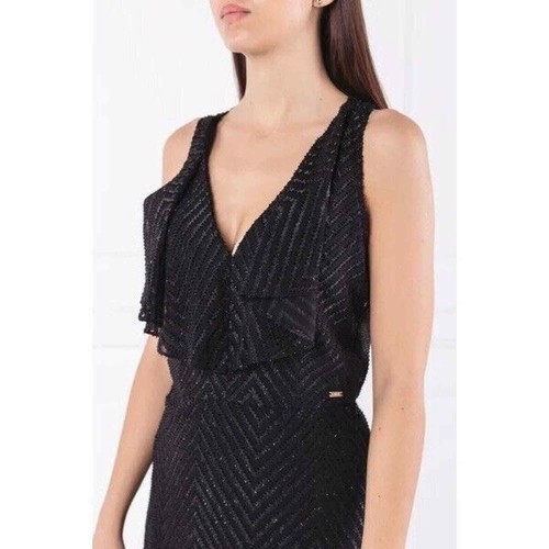 Armani Exchange SHEER GLITTER FIT FLARE BLACK Mini Dress Women Size 4 NWT - Picture 4 of 10