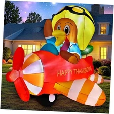 TCFUNDY Inflables de Acción de Gracias de 6 pies de pavo volando un avión al 