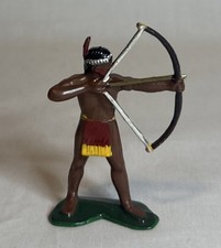 Vintage 1960 s PLASTIC PAINTED 2 1/2 INDIAN BRAVE With Bow-MADE IN HONG KONG