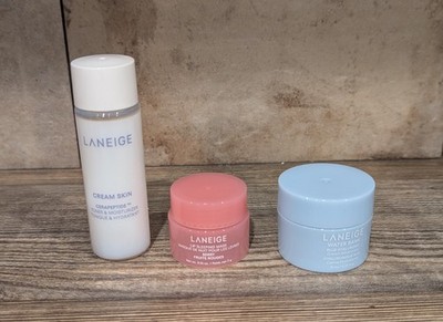 3 Piece Laneige Set, Water Bank, Cream  Ceraepide, Lip Sleeping Mask, Mini, New
