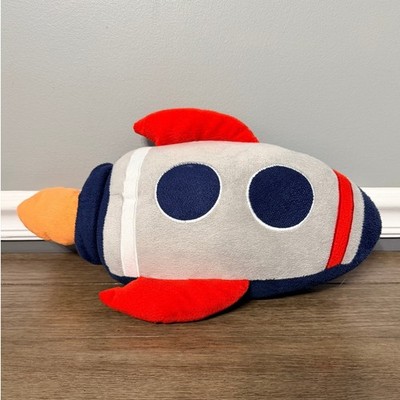 Rocket Ship Plush Space Shuttle Stuffed Toy Blue Grey Red 12''