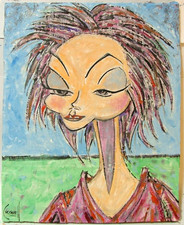 Miss Janette    woman portrait new 8x10 Painting original card panel by CROWELL
