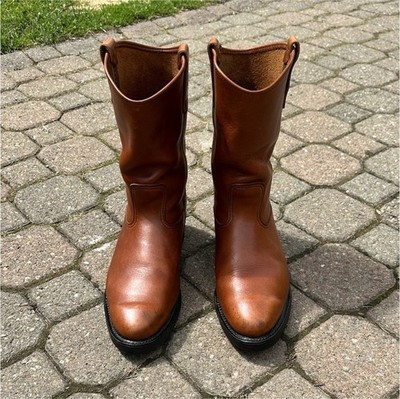 Vintage Red Wing PECOS Men's Brown Leather Western Pull-On Boots