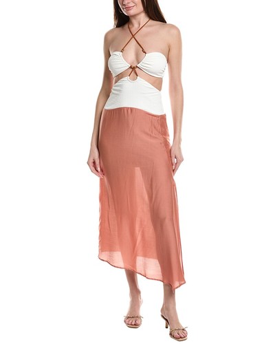 Vix Solid Silk-Blend Midi Dress Women's White L