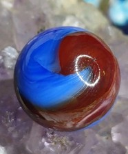 Royal Blue  Red Akro TwoColor Prize Corkscrew Swirl Vintage Marble .61" NM