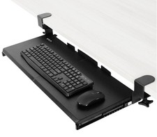 Large Keyboard Tray Under Desk Pull Out with Extra Sturdy C Clamp Mount Syste...