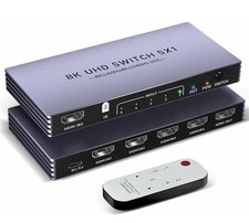 8K HDMI Splitter 4K 240Hz HDMI Switch 5 in 1 Out - 5 Port Switcher with Remote