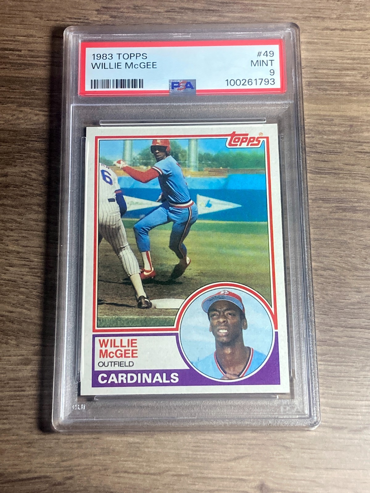 Willie McGee 1983 Topps PSA 9 Mint Graded Card St. Louis Cardinals Rookie #49